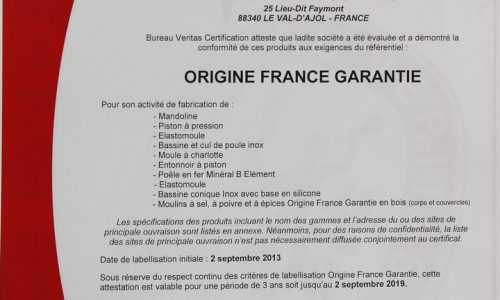 « Origine France Garantie » pour de Buyer
